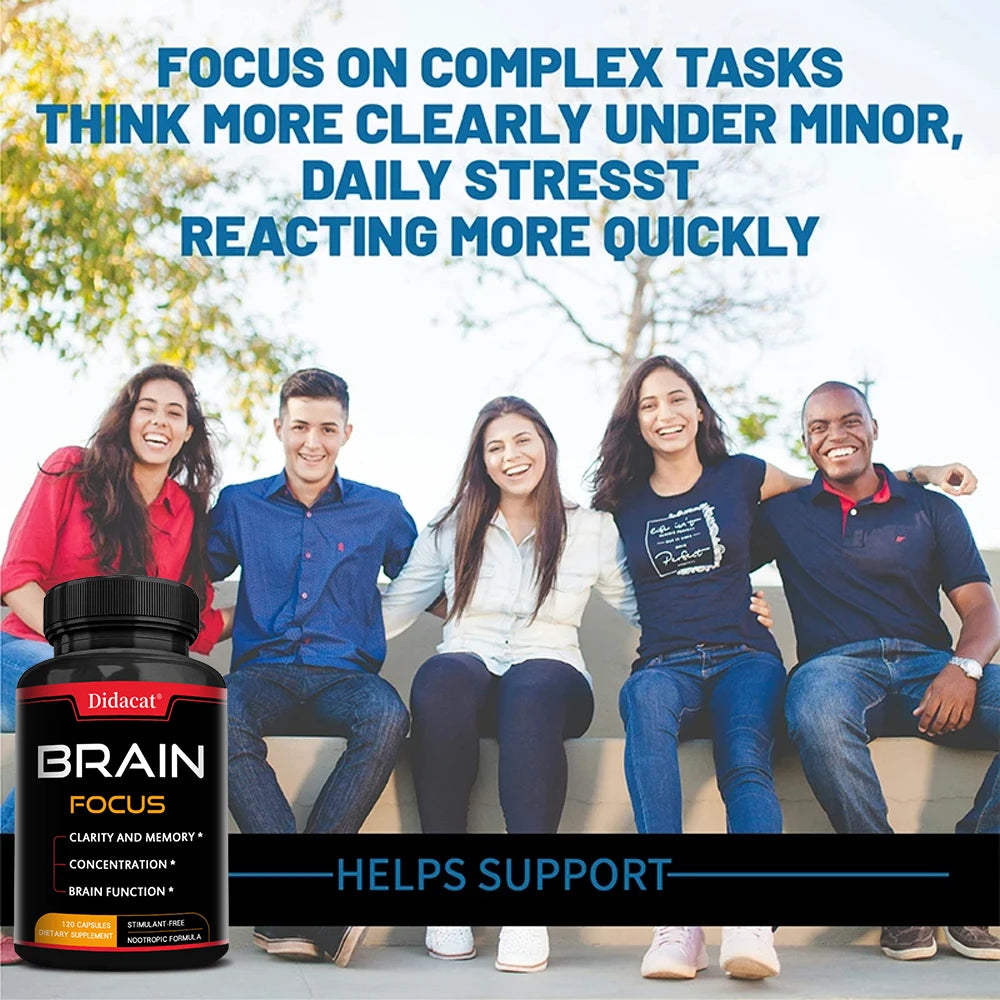 Bacopa Extract - with Lion's Mane, Helps Clear Thinking, Enhances Brain Function, Improves Memory, Supports Skin Health