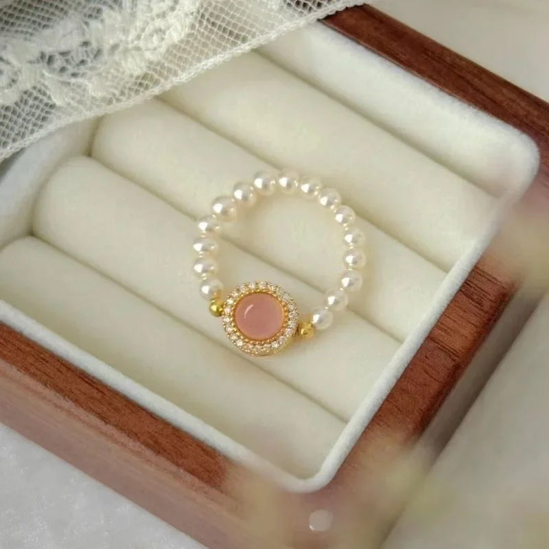 Pearl Jewelry Sets Women Necklace Pendant Necklace Elegant Multi-Layer Neck Chain Pink Chic Luxury Ring Earrings Jewelry Gifts