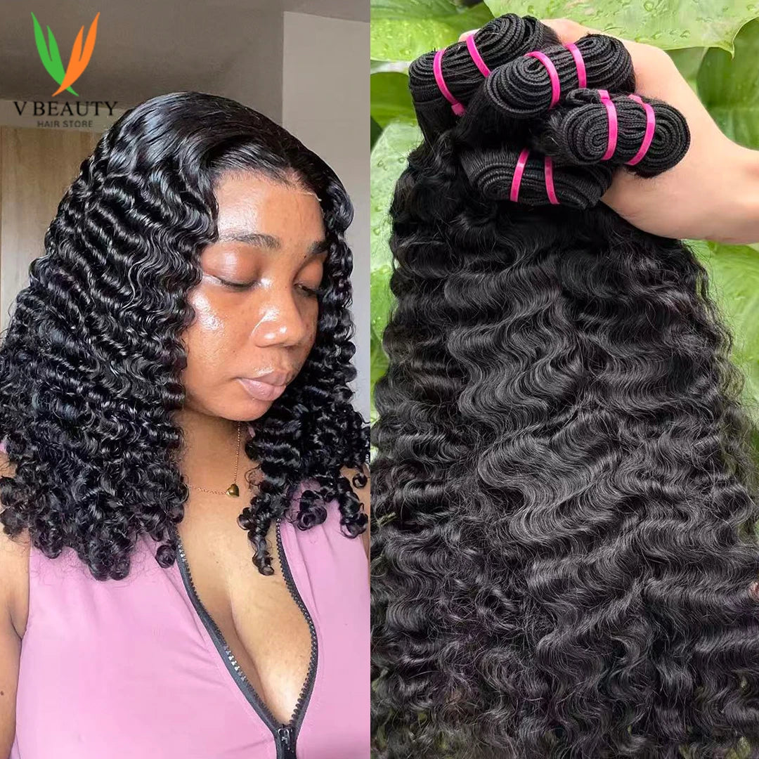 Vbeauty Burmese Curly Brazilian Human Hair Bundles 100% Human Hair Weaving Virgin Human Hair Natural Hair Extensions for Women