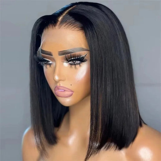 Bone Straight Bob Human Hair Wig Straight Short Bob Wigs 4x4 13x4 Lace Frontal Human Hair Wigs Women 200% Density 12 14 Inch