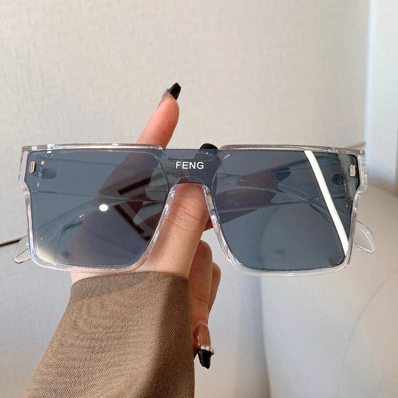 Sunglasses Men Fashion Oversized Square Frame Punk Glasses Brand Designer Women Large Eyewear Shades UV400 Protection Eyeglasses