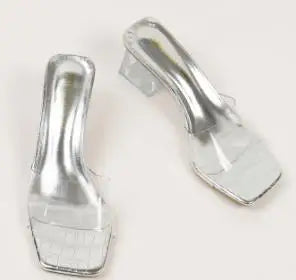 Crystal Clear Transparent Slippers Female Shoes Middle Heels Comfortable New Summer Women Shoes Woman Fashion Cool Mules Slides