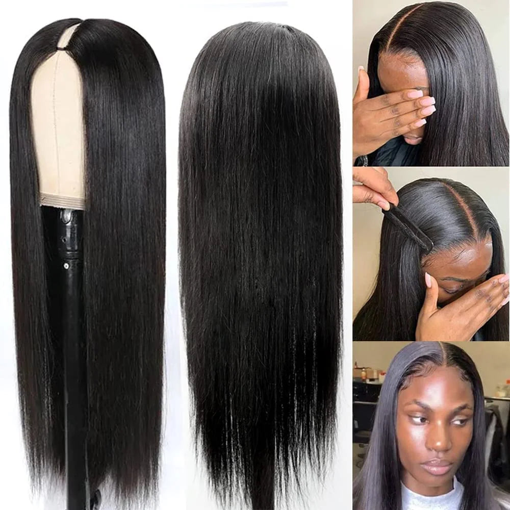 Straight V Part Wig Human Hair wigs For Women Bone Straight Brazilian Remy Hair Full Machine Made V Part Wig No Leave Out