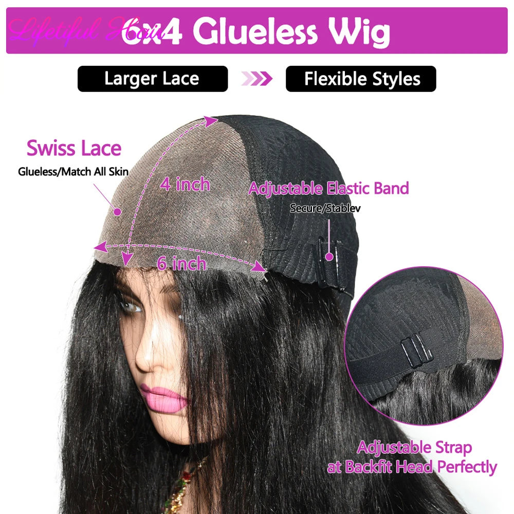 32 Inch 6x4 Bone Straight Human Hair Wigs Glueless Wig Human Hair Ready To Wear Pre-cut Brazilian 100% Human Hair Wigs For Women