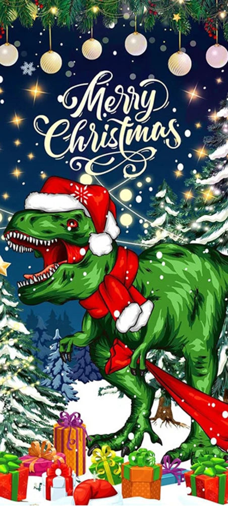 Christmas Green Haired Monster Door Cover Background Cloth Banner Christmas Party Scene Decoration Door Cover