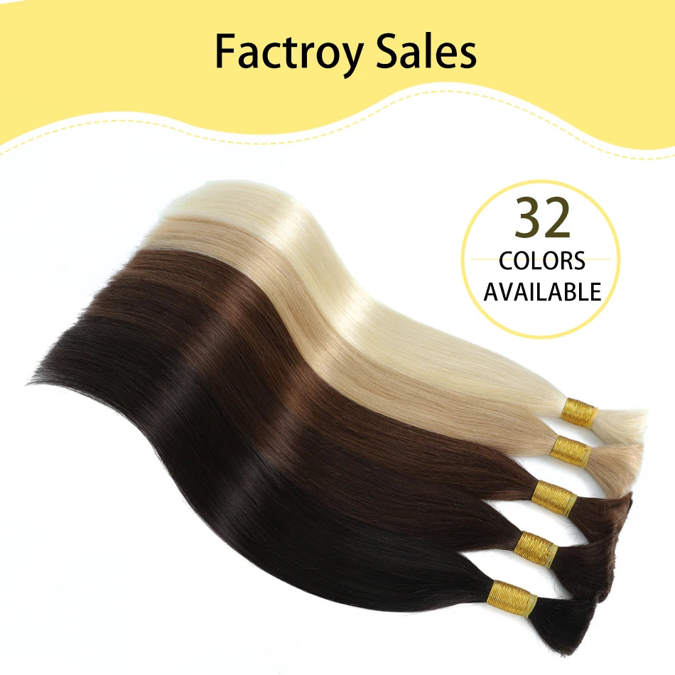 No Weft Vietnamese Hair Human Hair Bulk 613 100% Virgin Remy Straight Hair Bulk 99j Real Natural Hair Extension Grey Blond Hair