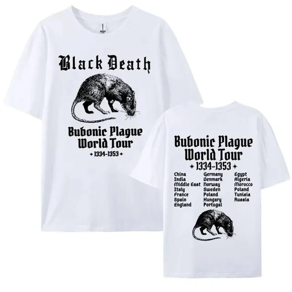 T Shirt Men Mens Clothing T Shirt Homme Mens T Shirt  New in Top & Tees Tee Shirt Bubonic Plague World Tour Funny Meme Gothic