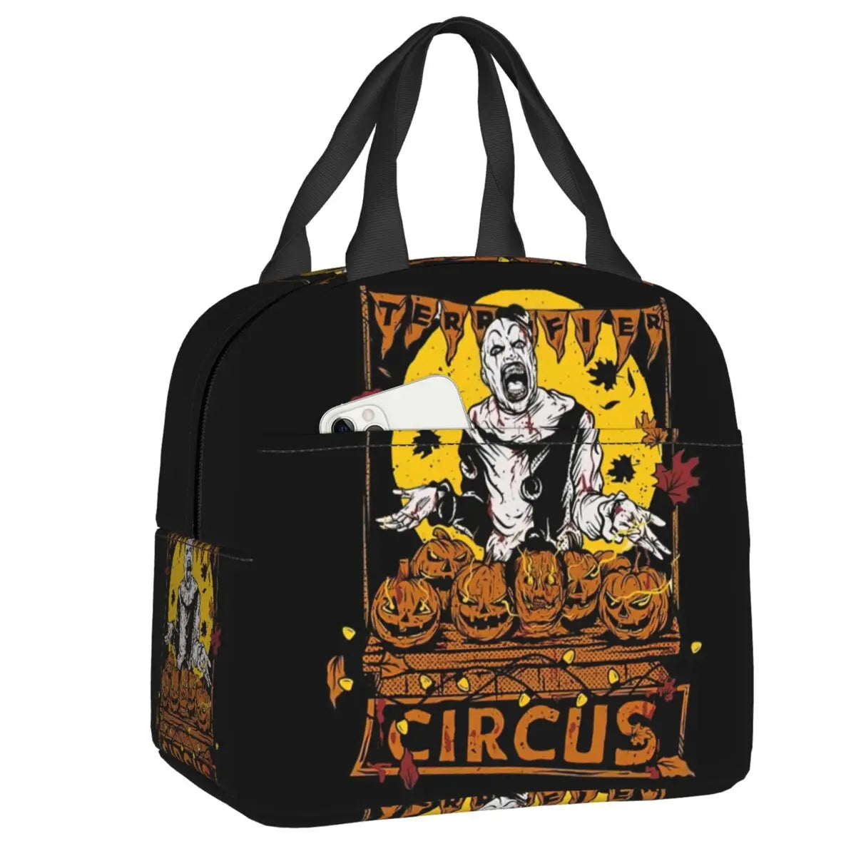 Custom Art Crispies Terrifiers Halloween Horror Movie Lunch Bag Men Women Cooler Thermal Insulated Lunch Boxes for Adult Office