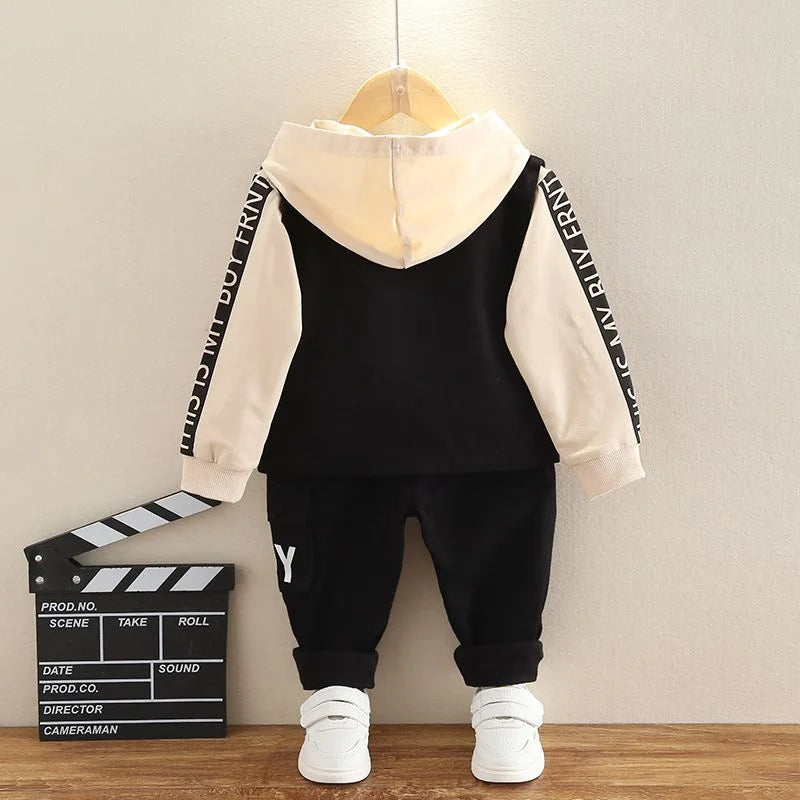 Boys' baby and children's suit autumn BOY vest 3cps suit letter printed cotton casual style three-piece suit