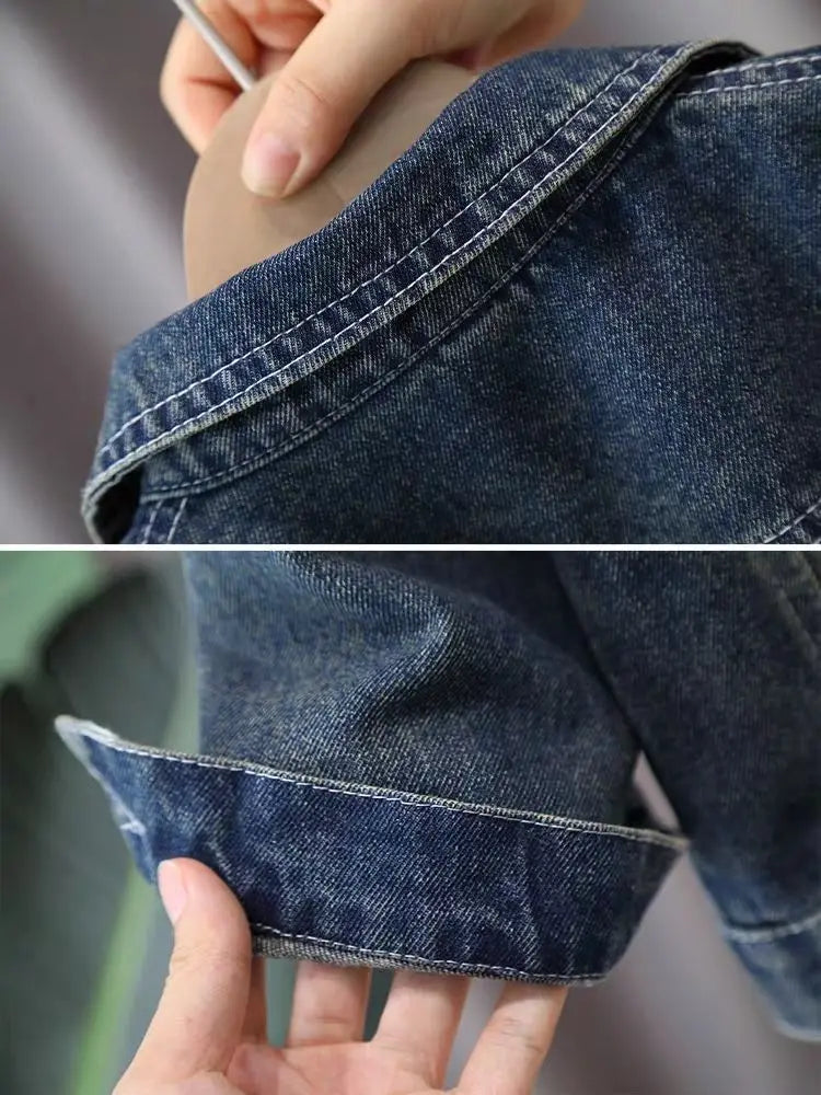 Boys Denim Suit Spring 2025 Spring Autumn New Style Children's Western-style Coat Boys' Fashionable Explosive Street 2 Piece Set