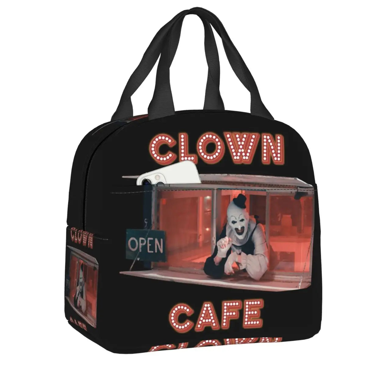 Custom Art Crispies Terrifiers Halloween Horror Movie Lunch Bag Men Women Cooler Thermal Insulated Lunch Boxes for Adult Office