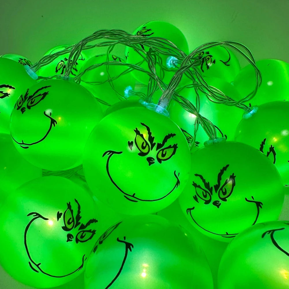 2024 Halloween Day Decoration Party String Lights Funny Green Balls Lights DIY Christmas Tree Decor Light Holiday Party Supplies