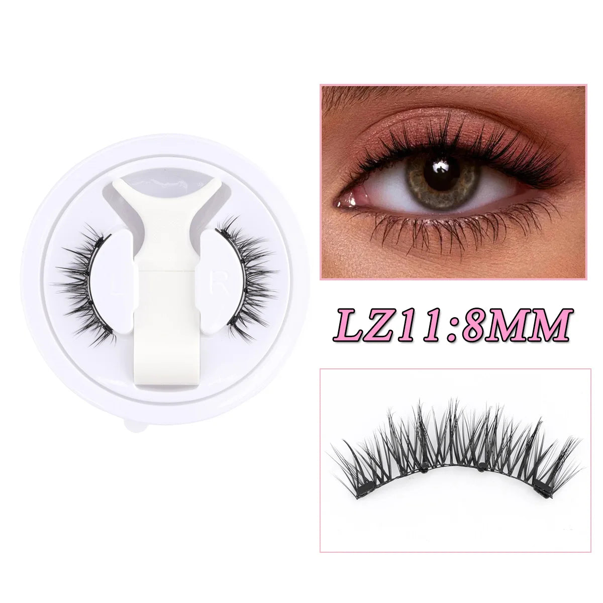 1 Pair Reusable Magnetic Lashes No Glue Needed 3D Magnetic with Clip Tweezers False Eyelash Magnetic Lash Kit Make up Eyelashes