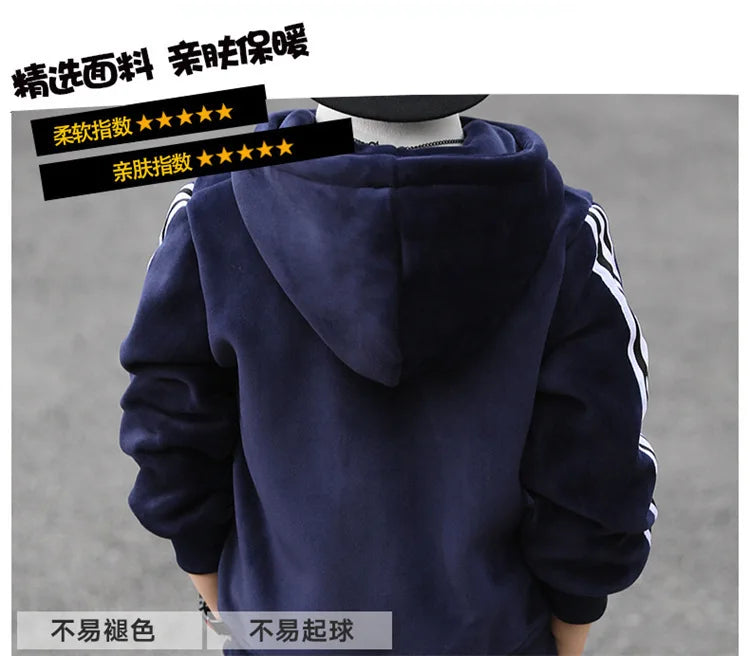 Boys Suit Sweatshirts +Pants Cotton 2Pcs/Sets 2023 Graceful Spring Autumn Sports Sets School Outdoors Thicken Children Clothing