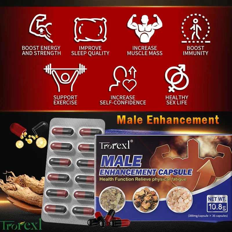 Best Male Supplements, Energy and Endurance Support - Booster for Men - Men's Muscle Enlargement