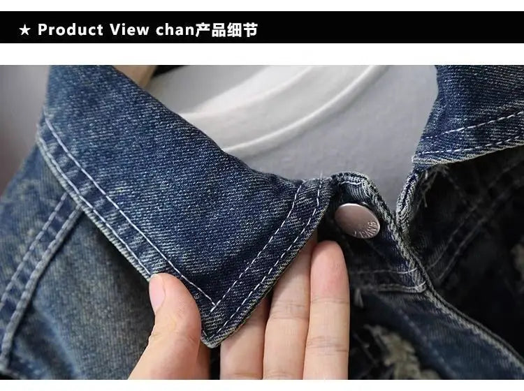 Boys Denim Suit Spring 2025 Spring Autumn New Style Children's Western-style Coat Boys' Fashionable Explosive Street 2 Piece Set
