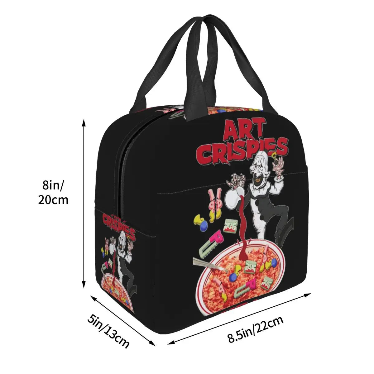 Custom Art Crispies Terrifiers Halloween Horror Movie Lunch Bag Men Women Cooler Thermal Insulated Lunch Boxes for Adult Office
