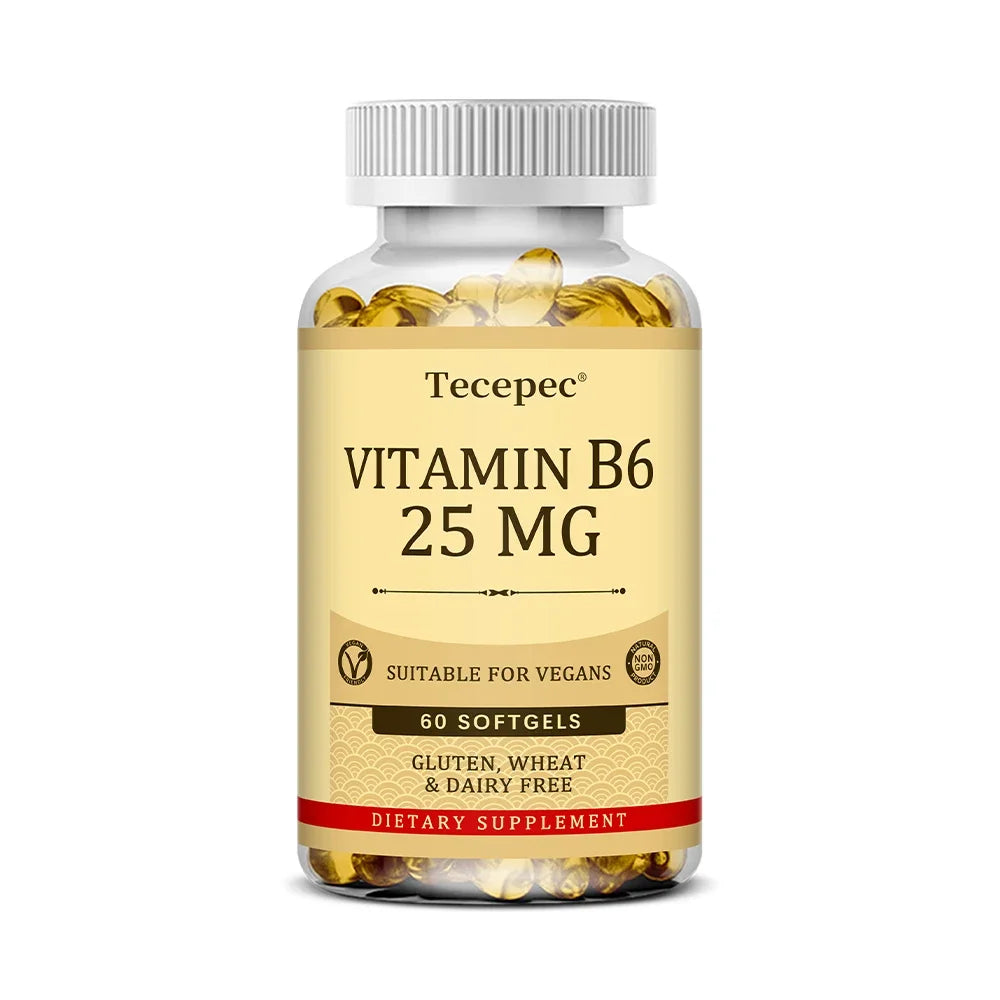 Vitamin B6 Supplement 25 Mg - Supports Energy Metabolism, Heart & Nervous System Health - Vegan Capsules, Gluten Free, NON-GMO