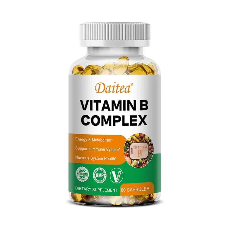 Organic Vitamin B Complex Supports Energy, Immune Health, Antioxidant Supplement - 30/60/120 Vegetarian Capsules