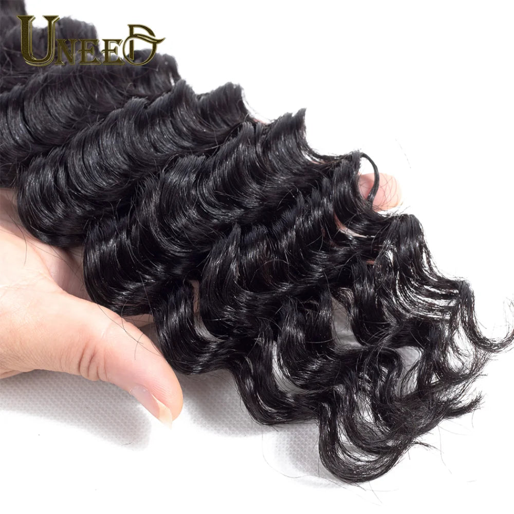 Peruvian Deep Curly Wave Human Hair Bundles 1/3/4 Pcs 100% Unprocessed Virgin Human Hair Wet and Wavy Bundles Natural Color