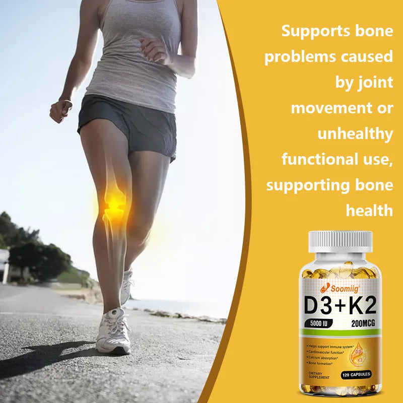 Vitamin D3 + K2 (MK-7)  Capsules - Strong Bones, Promote Brain Health, Maintain Cardiovascular Health, Enhances Immune System