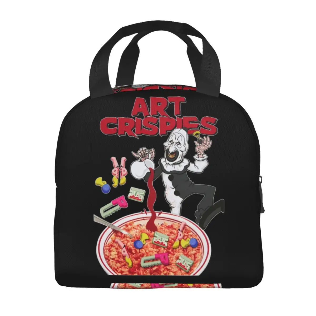 Custom Art Crispies Terrifiers Halloween Horror Movie Lunch Bag Men Women Cooler Thermal Insulated Lunch Boxes for Adult Office