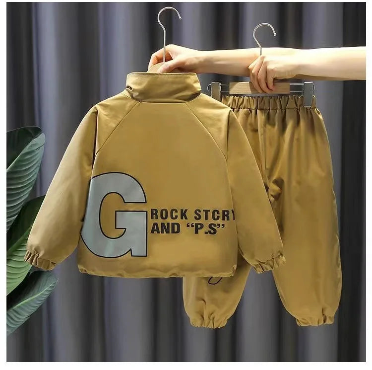 Boys Clothing Suit Spring and Autumn Children's Sportswear Two-piece Set fashion New zipper Jacket+Pants Suit For Boy 2-10Y