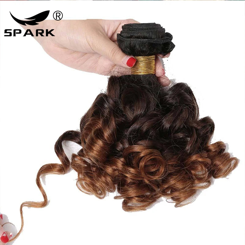 Ombre Bundles  Brazilian 1b/4/30 Human Hair Bouncy Curly Bundles  Short Curly Human Hair Wave 3 Bundles