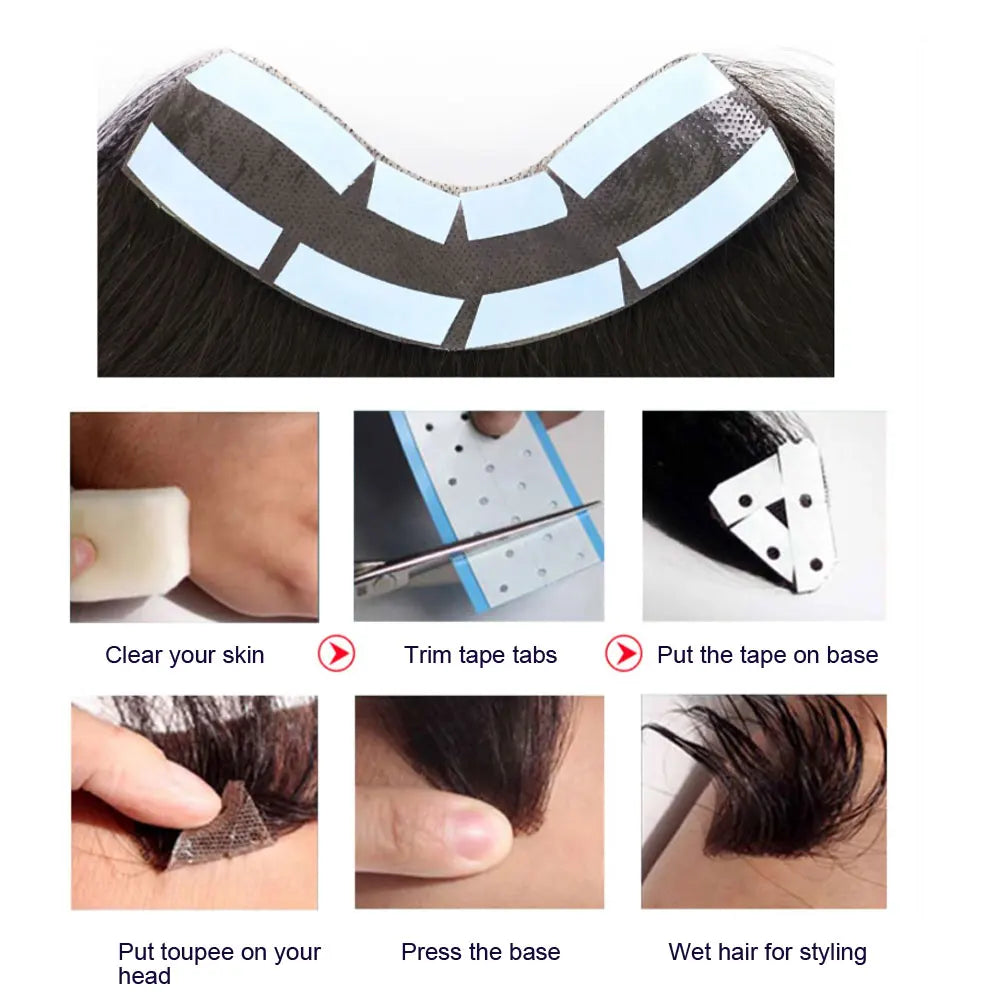 Vstyle Front Human Hairpiece for Men Vloop Thin Skin Natural Human Hair System Full PU 0.14cm Man Toupee 100% Human Hair Wigs