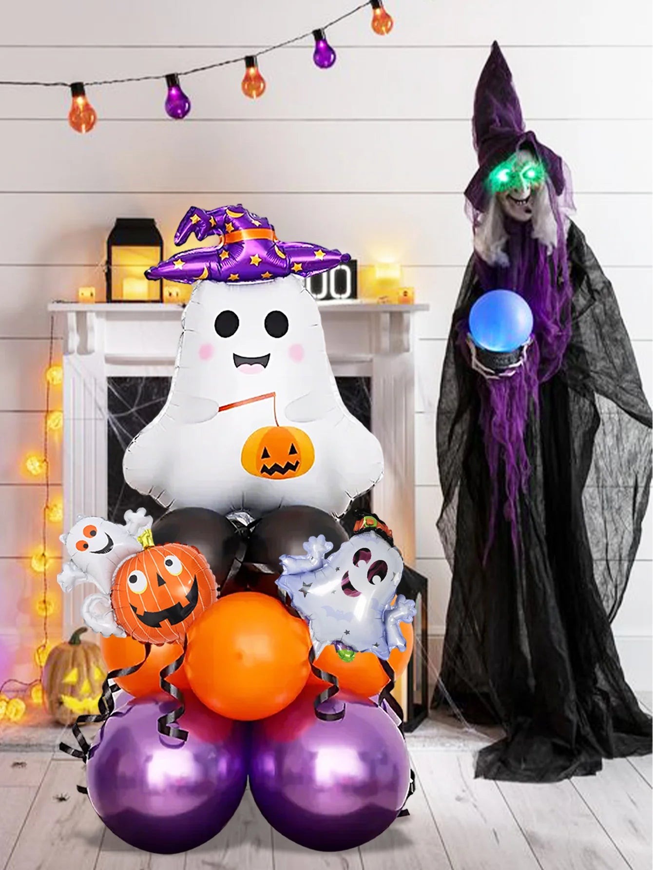 18pcs Halloween ghost balloon column kit, suitable for Halloween party decoration, ghost theme party,theme party.