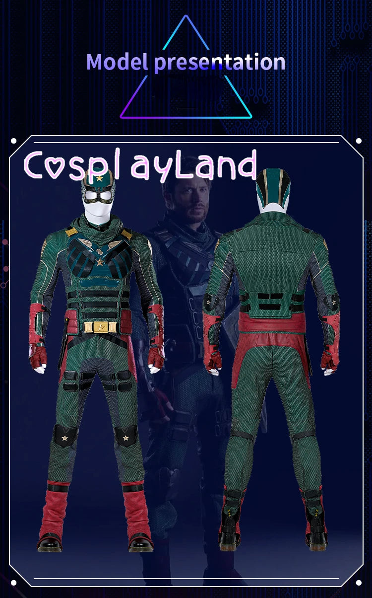 The Boys Soldier Boy Suit Costume American Hero Carnival Halloween Cosplay Green Superhero Ben Battle Outfit Adult  Men Suit