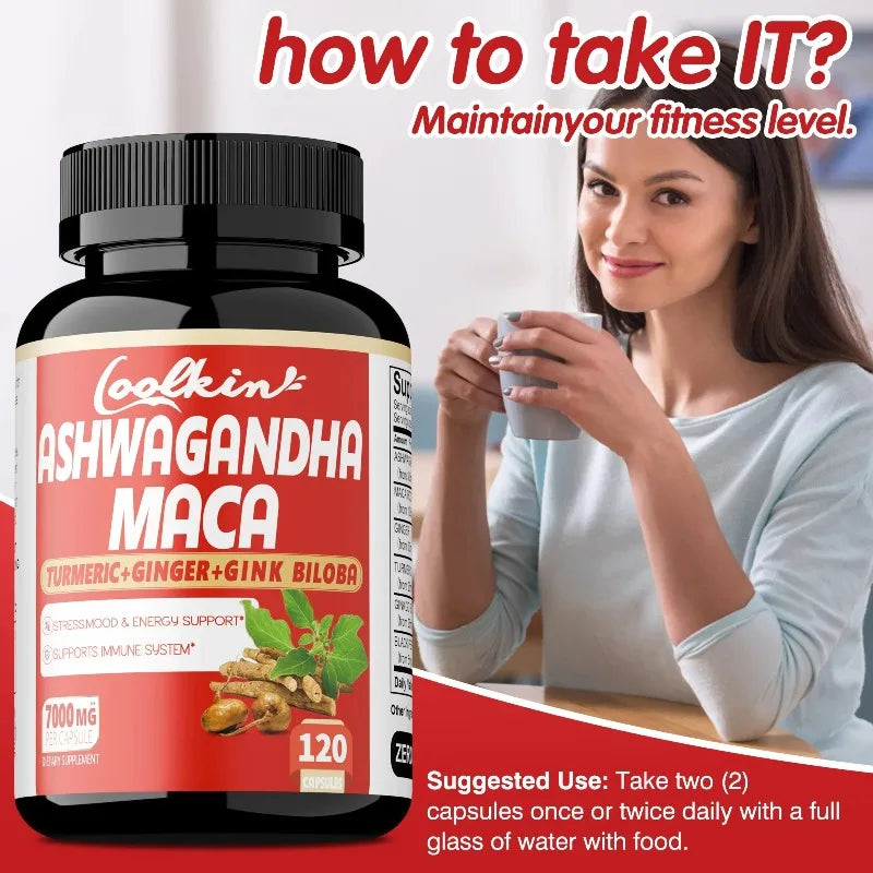 Ashwagandha and Maca Capsules - Improves Muscle, Endurance, Strength and Male Performance, Relieves StressCapsule
