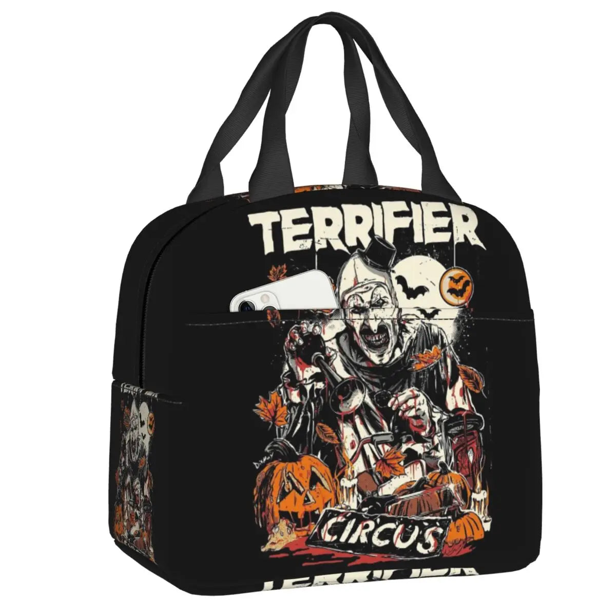 Custom Art Crispies Terrifiers Halloween Horror Movie Lunch Bag Men Women Cooler Thermal Insulated Lunch Boxes for Adult Office