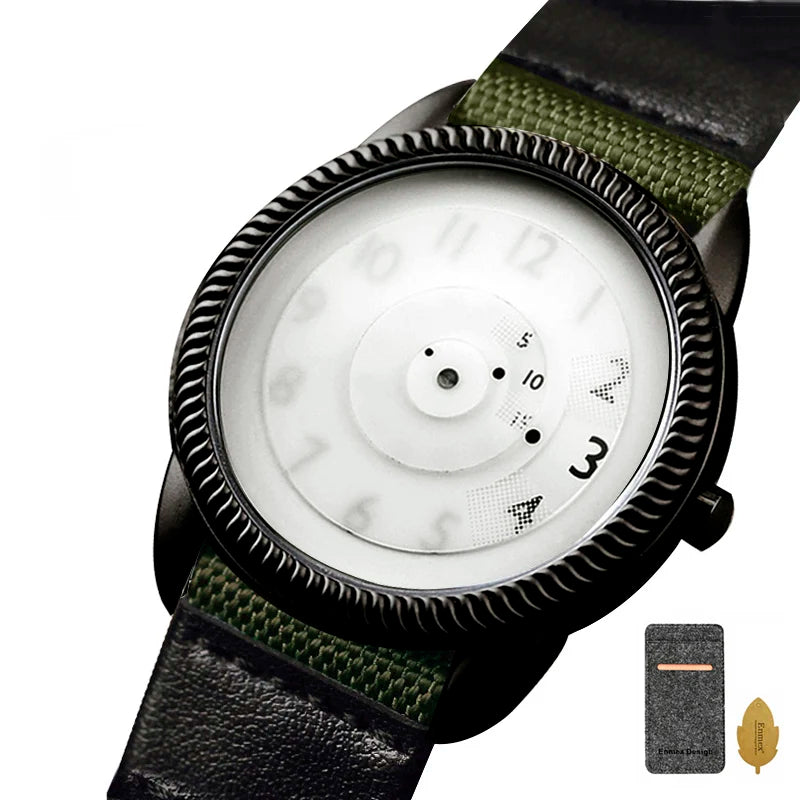 Creative design of fashionable watches for young people, quartz watches without hands, comfortable and beautiful canvas straps