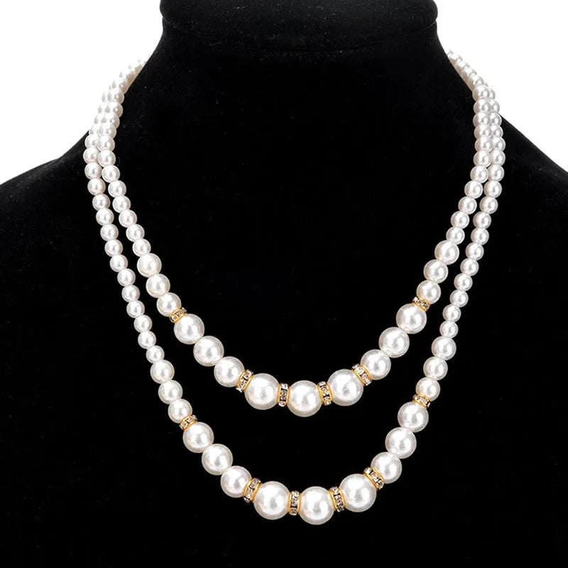 Pearl Necklace Collier Femme Collares Statement Multilayer Choker Statement Jewelry Women Simulated Pearl Necklaces & Pendants