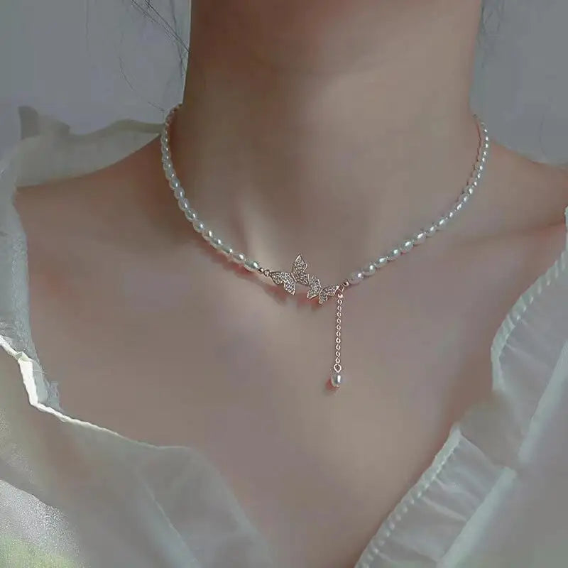 Pearl Necklace Collier Femme Collares Statement Multilayer Choker Statement Jewelry Women Simulated Pearl Necklaces & Pendants