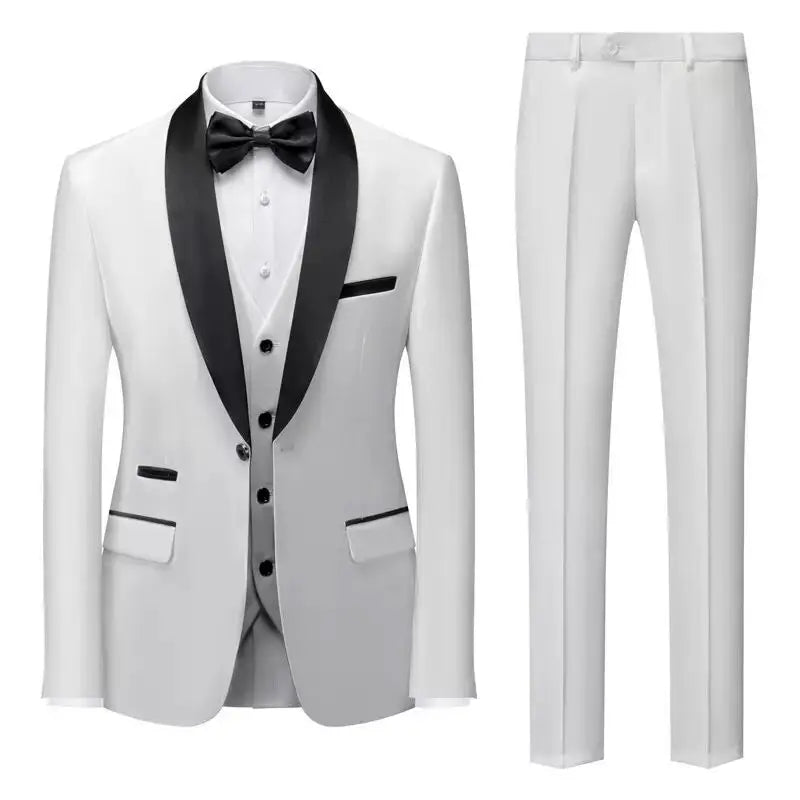 Suit (Blazer+ Vest + Pants) Men's Business Gentleman Fashion Slim Work Solid Color Plus Size Fair Dress Wedding Best Man Suits