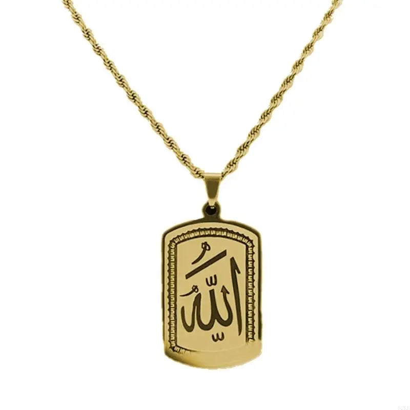 62KE Comfortable Necklace with Intricate Arabic Pattern Blessing Necklace Religious Neck Jewelry Suitable for Everyday Wear