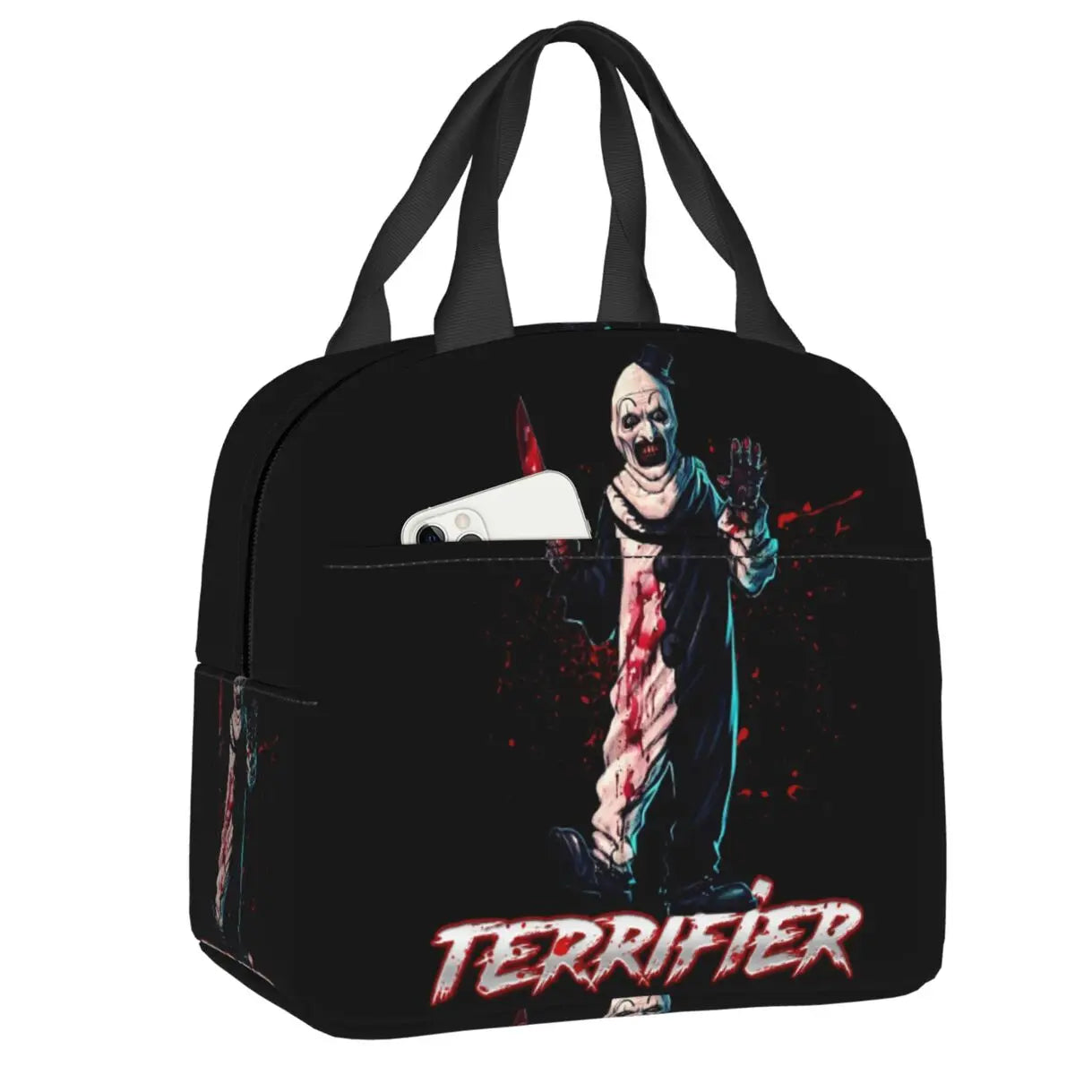 Custom Art Crispies Terrifiers Halloween Horror Movie Lunch Bag Men Women Cooler Thermal Insulated Lunch Boxes for Adult Office