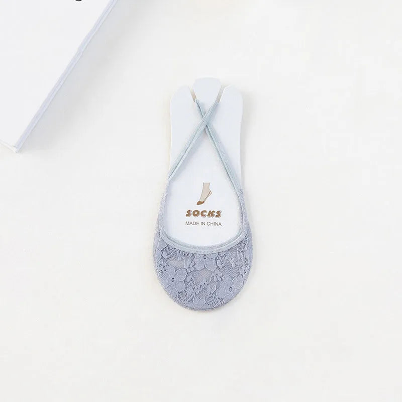 Transparent Lace Boat Socks Women's Summer Socks Ultra Thin Invisible Half Forefoot High Heels Invisible Socks Suspenders Design