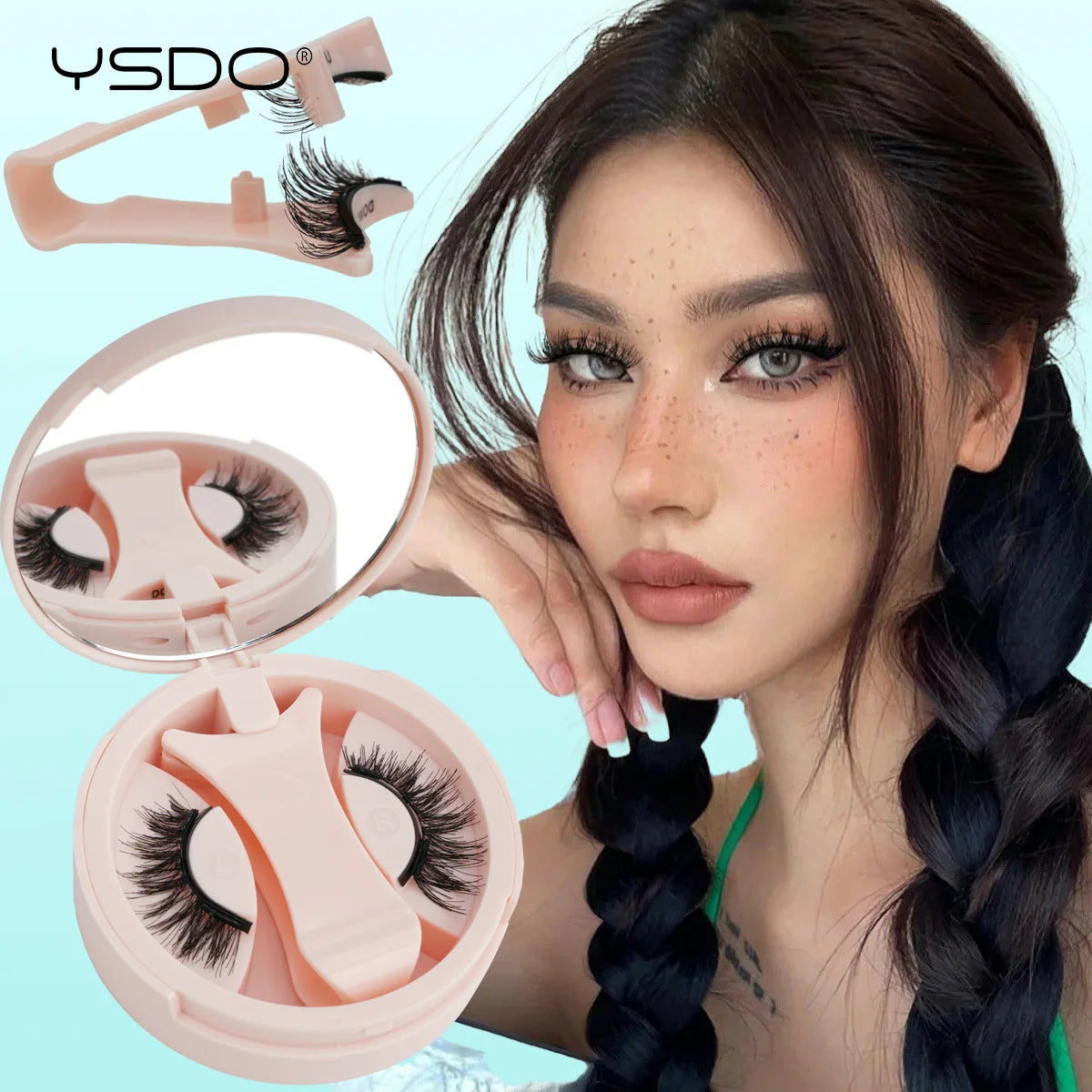 YSDO 1 Pair Magnetic Eyelashes Long-Lasting No Glue Needed Magnetic False Lashes Reusable Makeup Soft Faux 3D Mink Eyelash Tools
