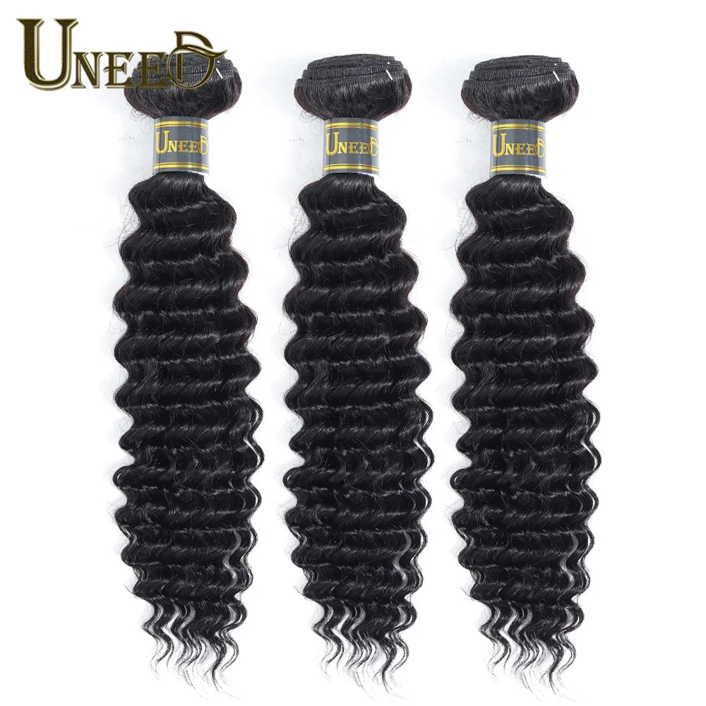 Peruvian Deep Curly Wave Human Hair Bundles 1/3/4 Pcs 100% Unprocessed Virgin Human Hair Wet and Wavy Bundles Natural Color