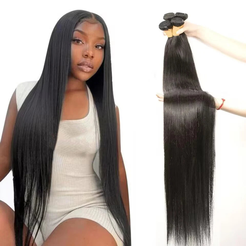 28 30 32 34 36 38 40 Inch Brazilian Hair Straight Hair Bundles 100% Natural Human Hair Bundles Double Wefts Remy Hair Extensions