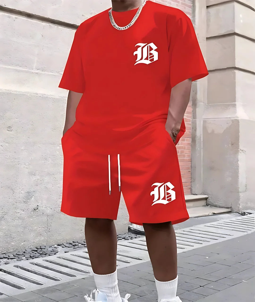 The 2025 summer new men's suit is a casual and fashionable 3D printed outdoor wear with a simple style