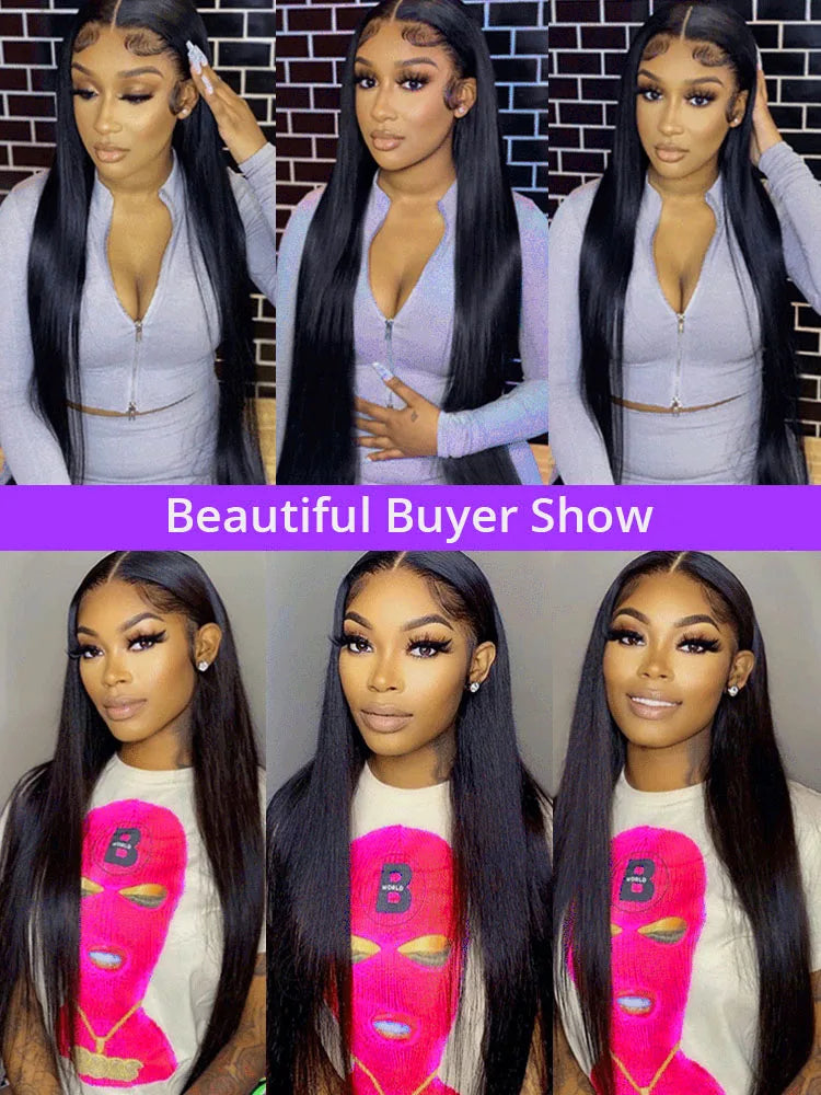 30 40 Inch Bone Straight Human Hair Lace Frontal Wigs Brazilian 13x4 13x6 Lace Front Human Hair Wigs For Women Pre Plucked 200%