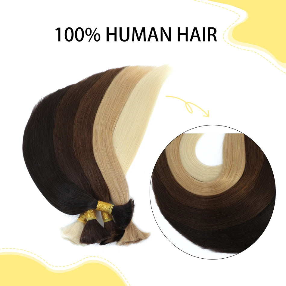 No Weft Vietnamese Hair Human Hair Bulk 613 100% Virgin Remy Straight Hair Bulk 99j Real Natural Hair Extension Grey Blond Hair