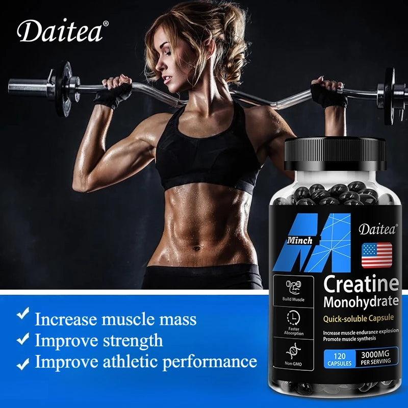 Creatine Monohydrate 3000 Mg-Build Muscle,Improve Athletic Performance,Fitness,Energy Generation,Adult Nutritional Supplement