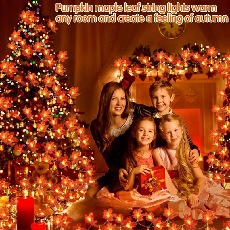 3M/2M Fall Decor Lighted Autumn Garland, Maple Leaves LED Fairy Lights Halloween String Lights Thanksgiving Decor for Home