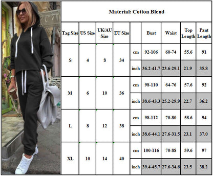 Casual Drawstring Sweatshirt Solid Color Stitching Sports Suit