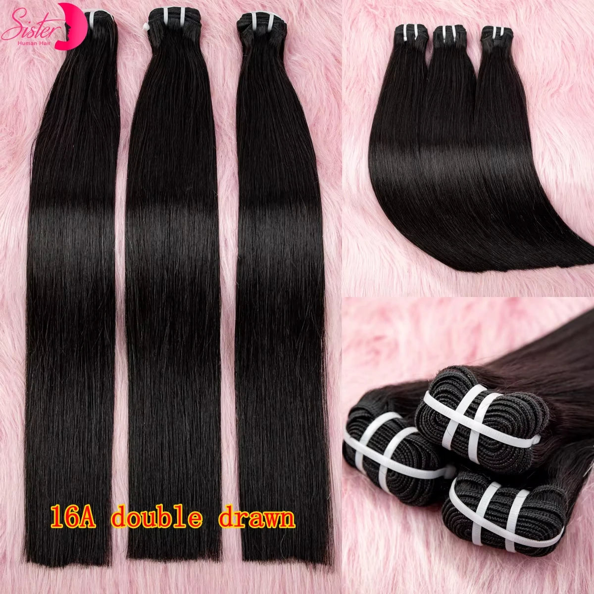 16A Double Drawn Raw Vietnamese Bone Straight Human Hair Bundles 22 24 26inch 100% Unprocessed Raw Virgin Hair Bundle Extensions